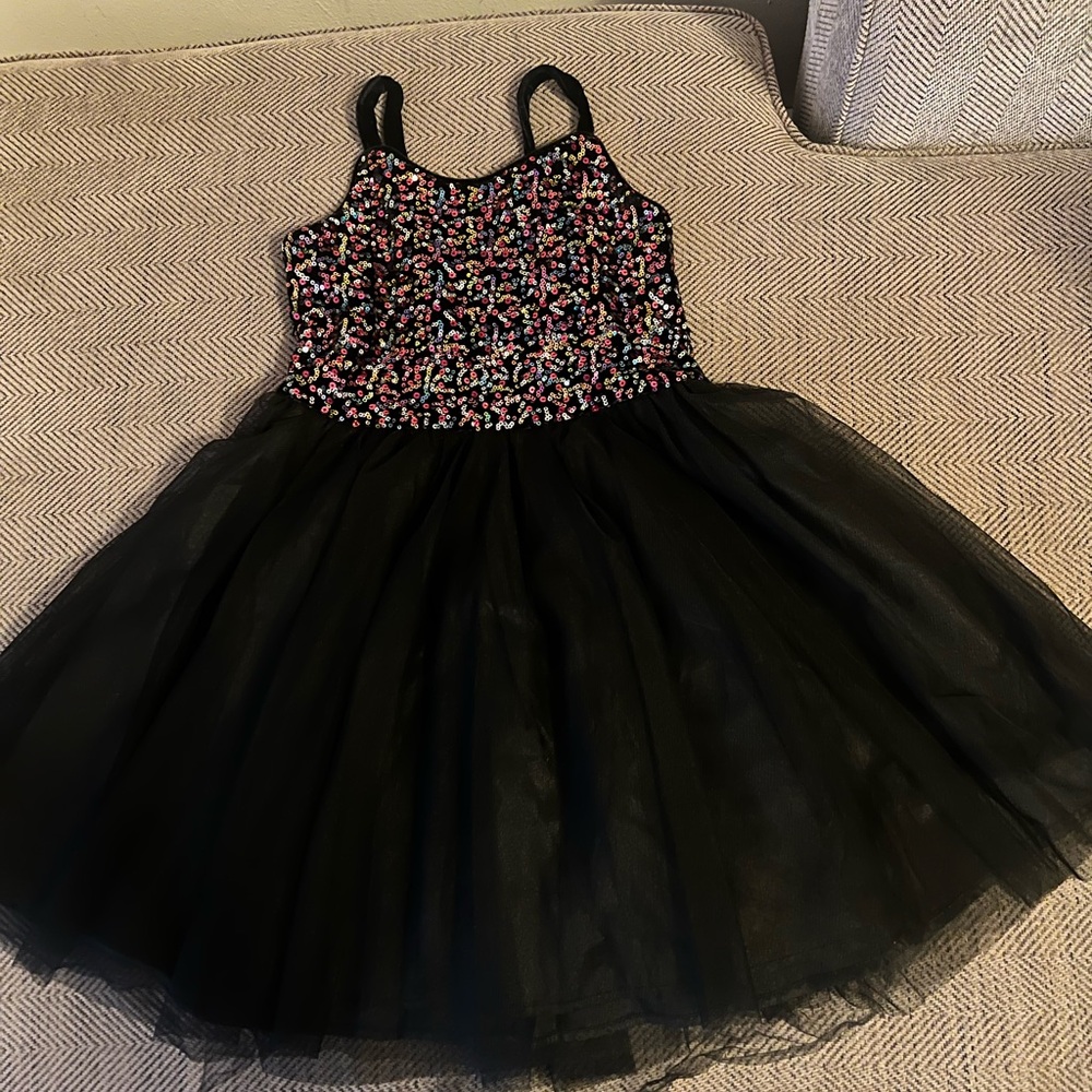 Girl Sequin Tulle Dress Multicolor Black